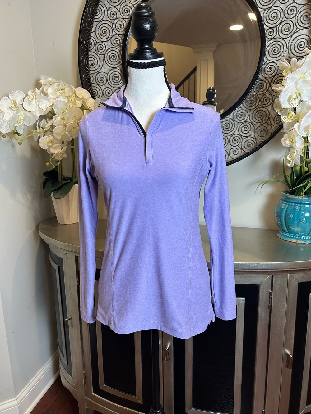 Peter Millar Lavender Long-Sleeve Quarter-Zip Top sizeXS